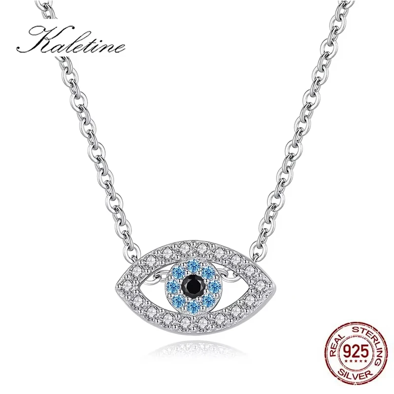 KALETINE-قلادة من الفضة الإسترليني عيار 925 مع عين الحظ ، قلادة الزبرجد ، الزركونيوم ، للرجال والنساء