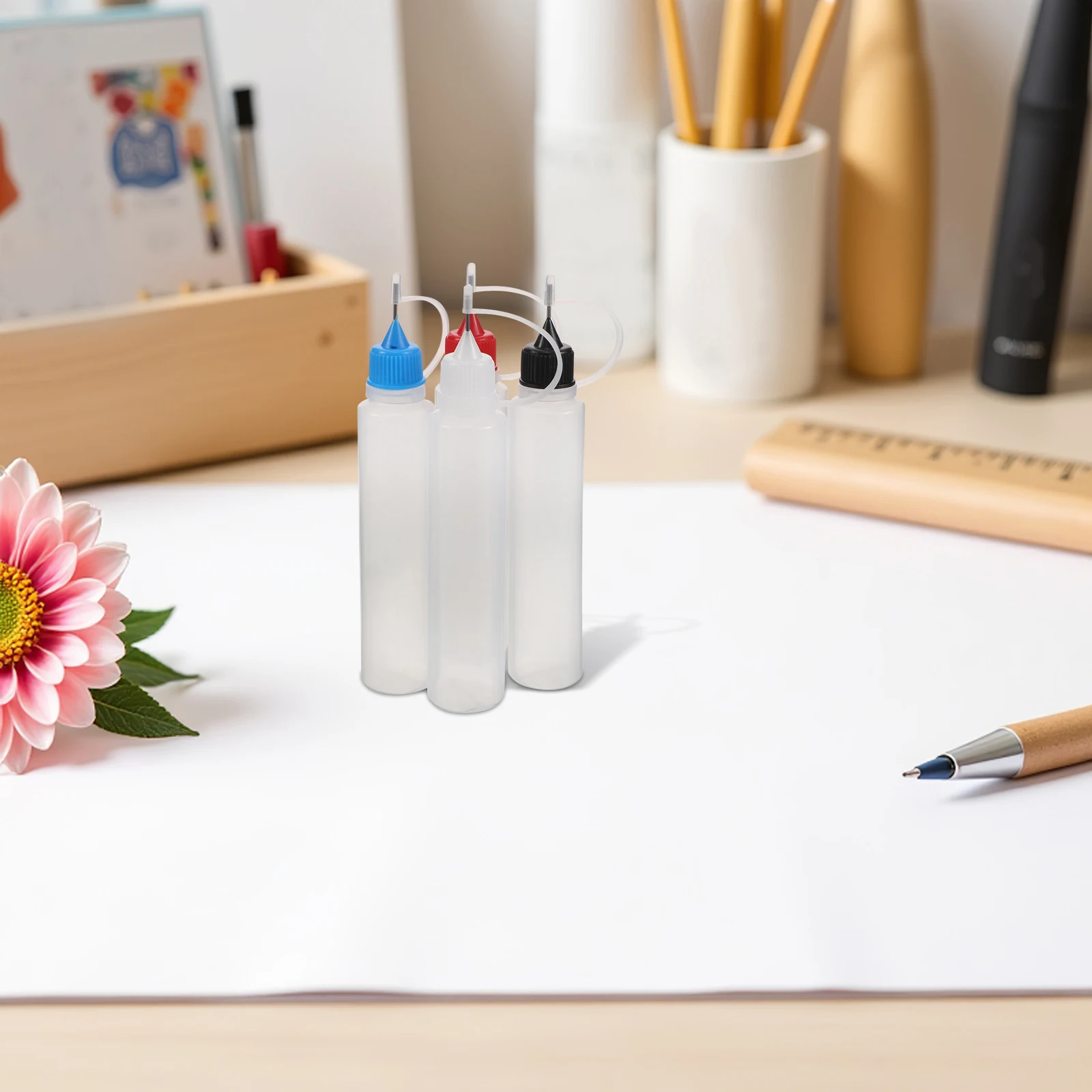 20 Stück Präzisions-Kleberflasche, 30 ml, transparenter Kunststoff-Quetschapplikator mit Nadelspitze zum Quilling, Basteln, Kunstprojekte, Kleber mit feiner Spitze