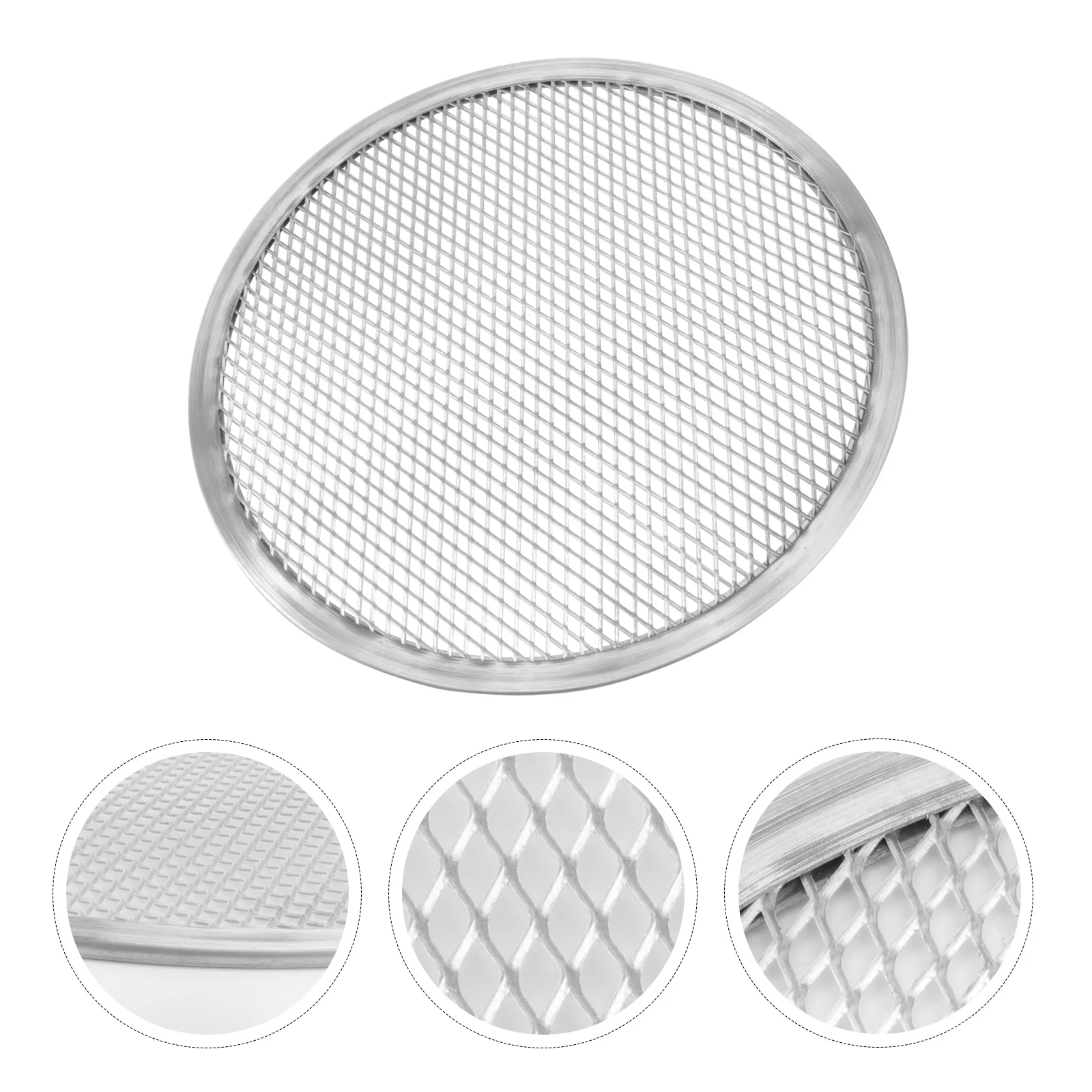 

Frying Pan Pizza Tray Cooking Utensils with Holes Non-stick Silver Baking Round