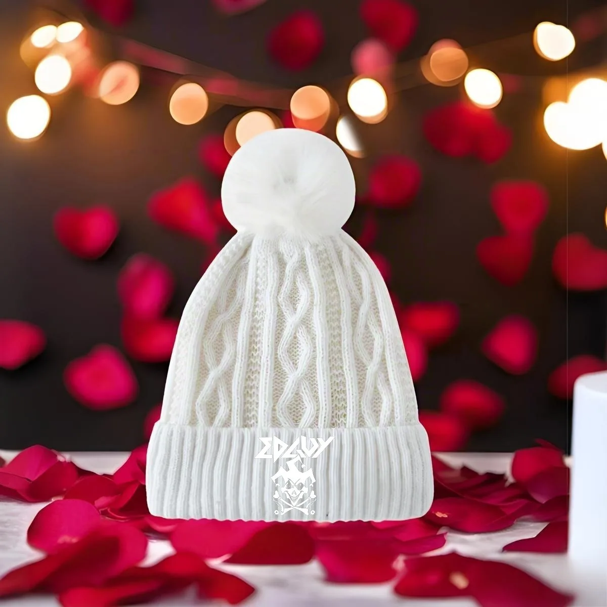 EDGUY Nieuwe unisex Pom Pom Knit - Meerkleurige, warme wintermuts met stijlvol printontwerp voor heren en dames