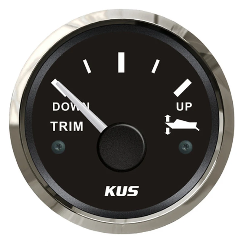 KUS Black Trim Gauges 52mm Down to Up Display Trim Meters 0-190ohm Input Signal with Yellow or Red Backlight for Car Boat Truck