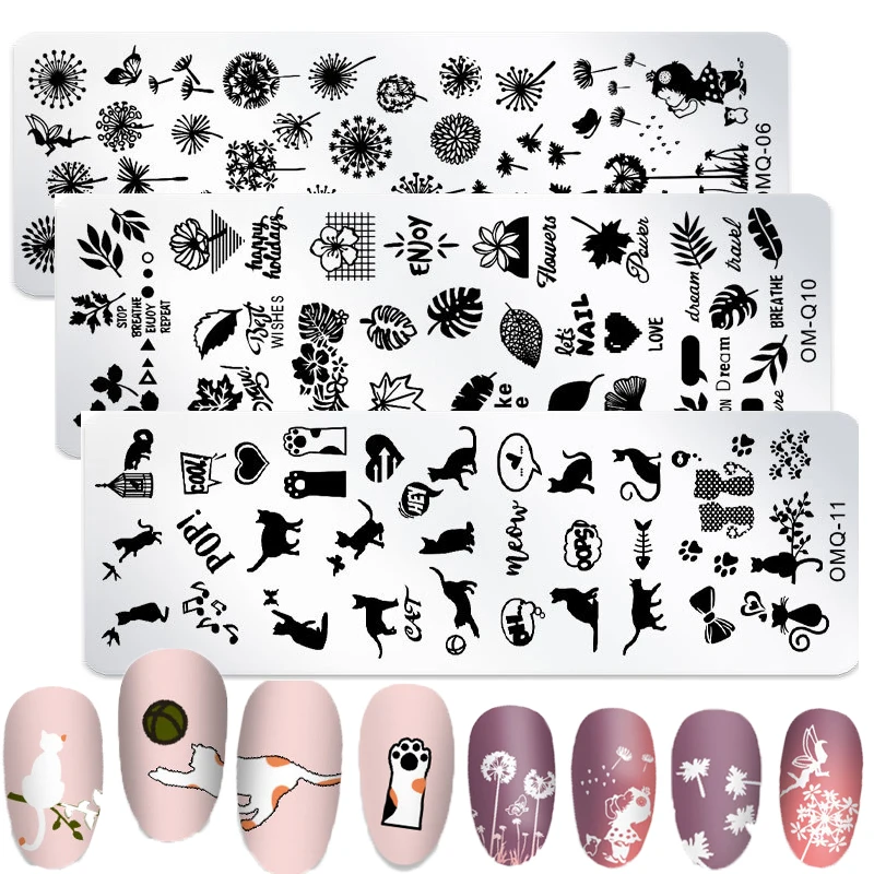 Cartoon Animals Nail Art Stamping Plates Rose Cats Butterfly Dandelion Image Printing Stencils Nail Stamp Templates Nail Tool