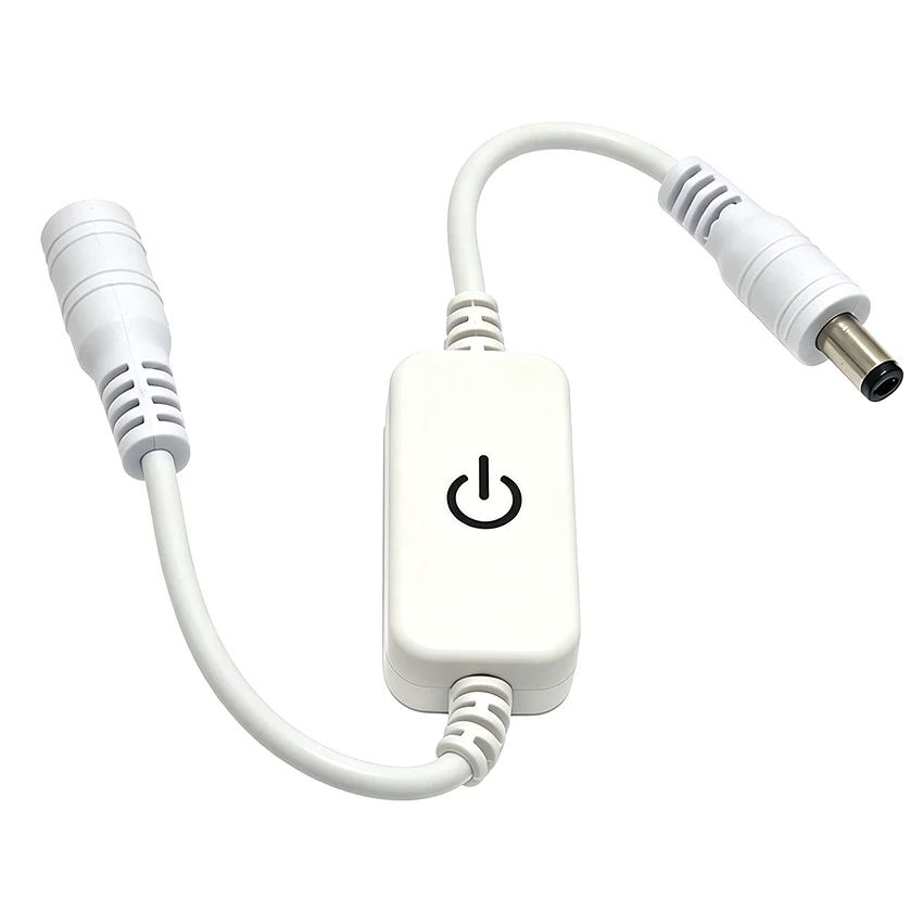 LED Knob/Touch Dimming Switch 12-24V 2A 6A Female to Male Extension Cable With Rotating On/Off Controller White Black
