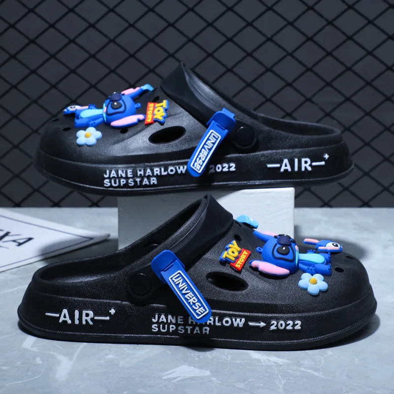 

Популярные дышащие легкие и удобные пляжные тапочки Disney Stitch для пар, дышащие желейные садовые полые тапочки из Евы, подарок