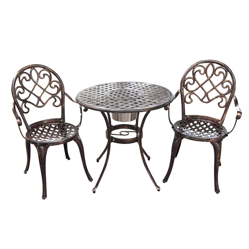 3pcs Patio garden furniture outdoor chairs and Ice table Cast Aluminum Bistro Set for terrace Blacony outside antrust waterproof