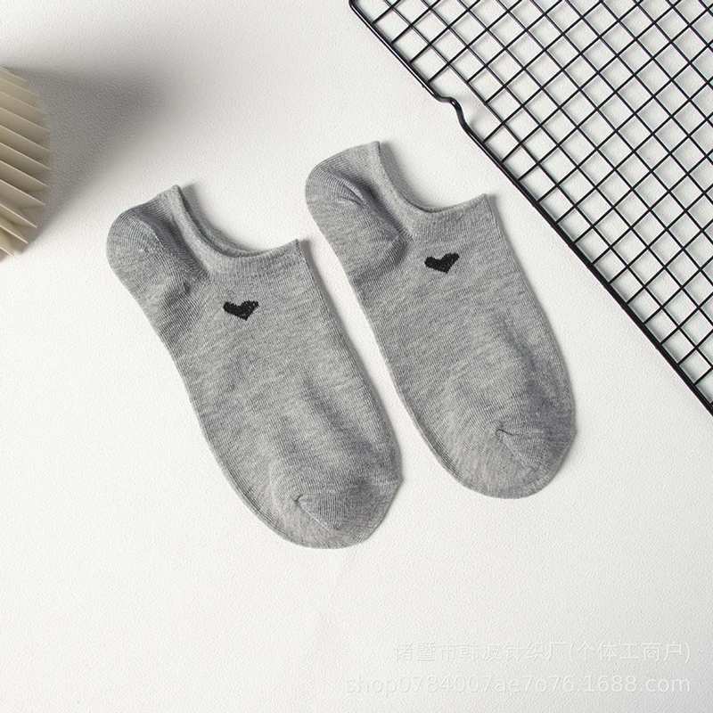 6/12 Paar einfarbige herzförmige bedruckte Damen-Kurzsocken, Sommer, atmungsaktiv, weich, bequem, einfacher Stil, lässige Socken – Detail 9