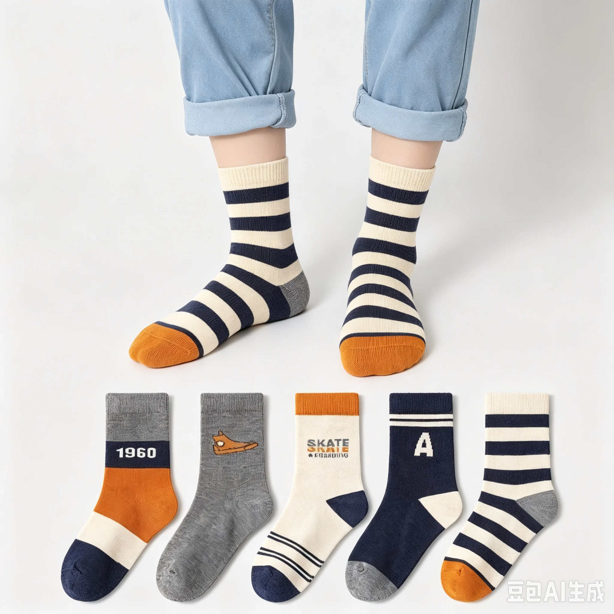 5 Pairs Kids' Socks Spring Autumn Cotton Socks Soft Breathable Crew Socks Little Big Boys Crew Sock