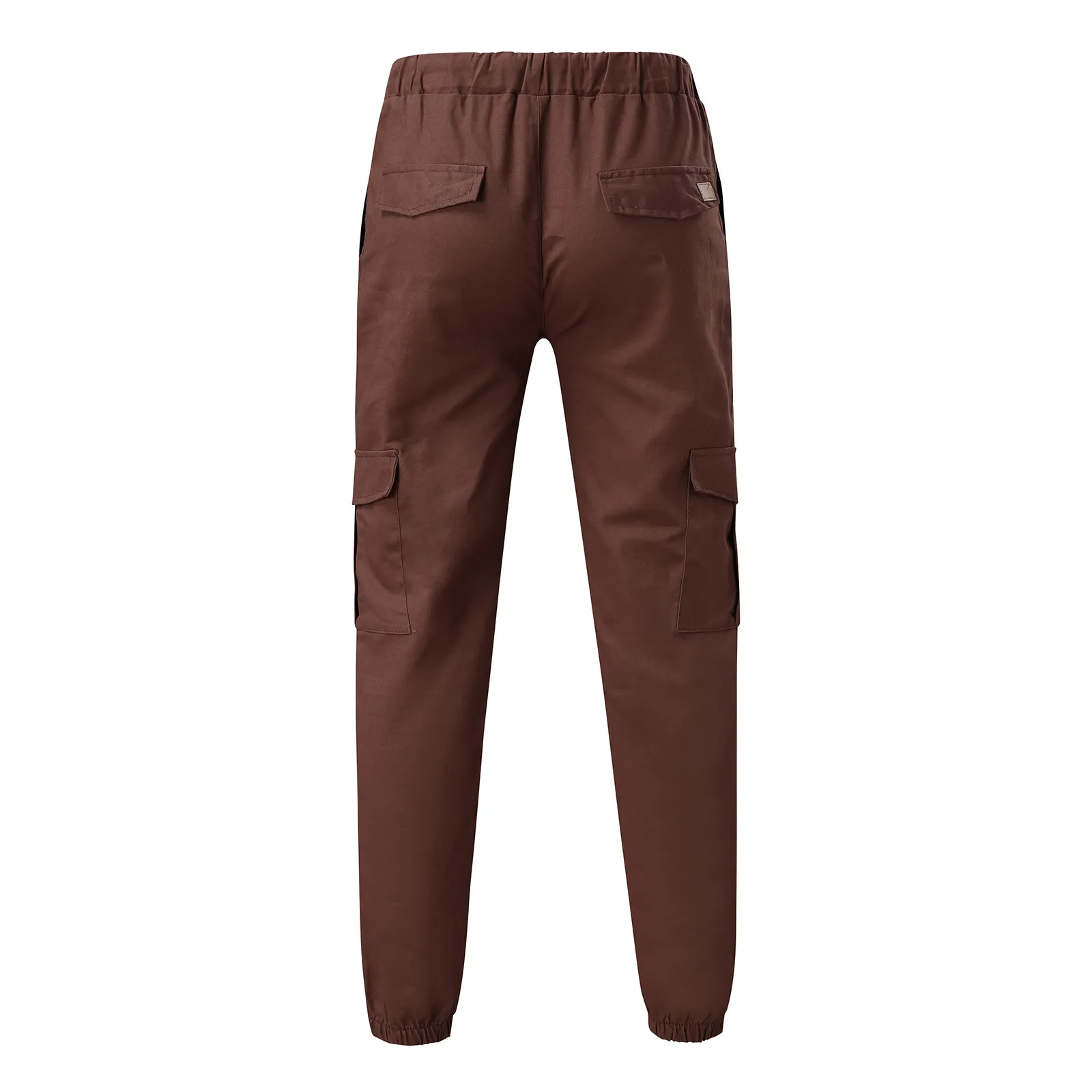 Men Casual Solid Color Skinny Cargo Pants Pockets Waist Drawstring Ankle Tied Work Trousers Outdoor Hiking Joggers Pant