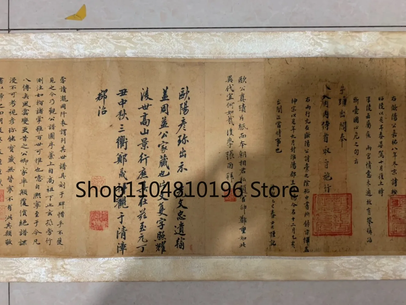 Old Ouyang Xun Style Running Script Calligraphy Long Scroll Painting Handscroll