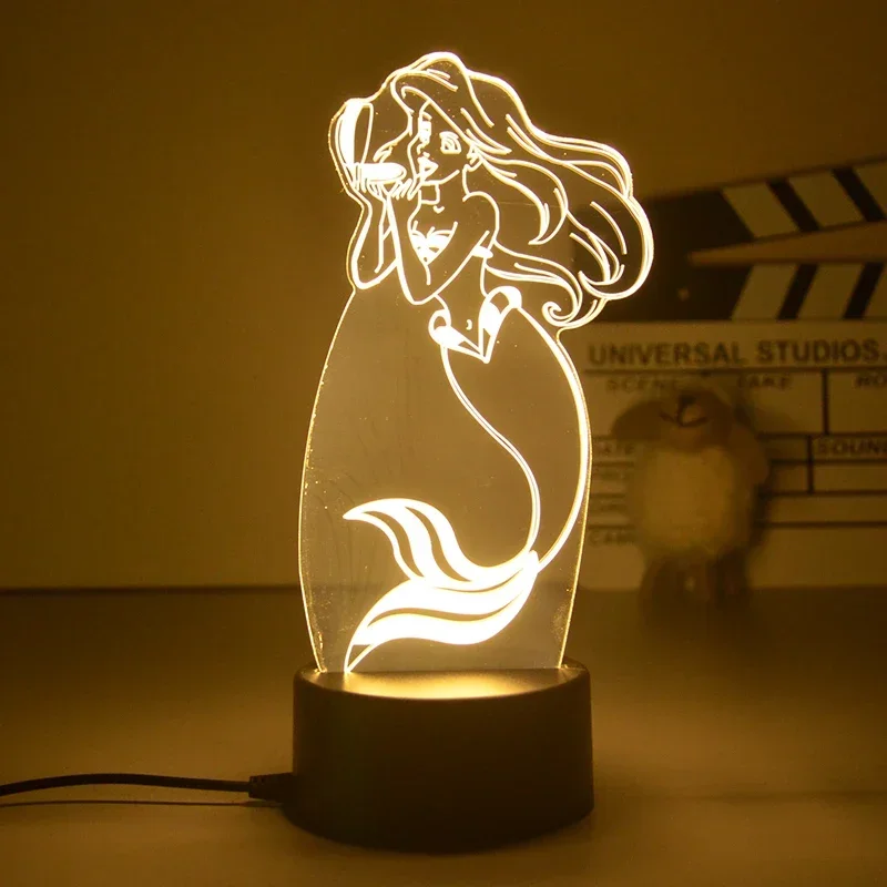 Cute Disney Princess Cartoon figure Night Light Fairy Tinkerbell 3D LED Table Lamp Figure Toys Lamp Bedside Decor Gift