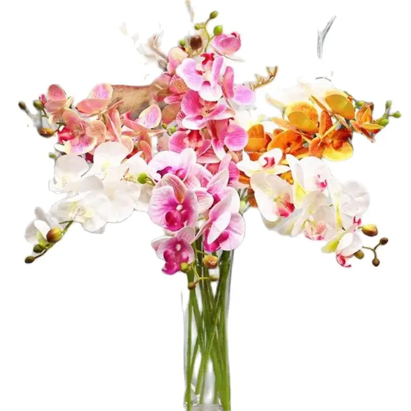 

10pcs Real Touch Butterfly Orchid Flower High Quality 6 Heads Latex Phalaenopsis Orchid Plant for Artificial Decorative Flowers