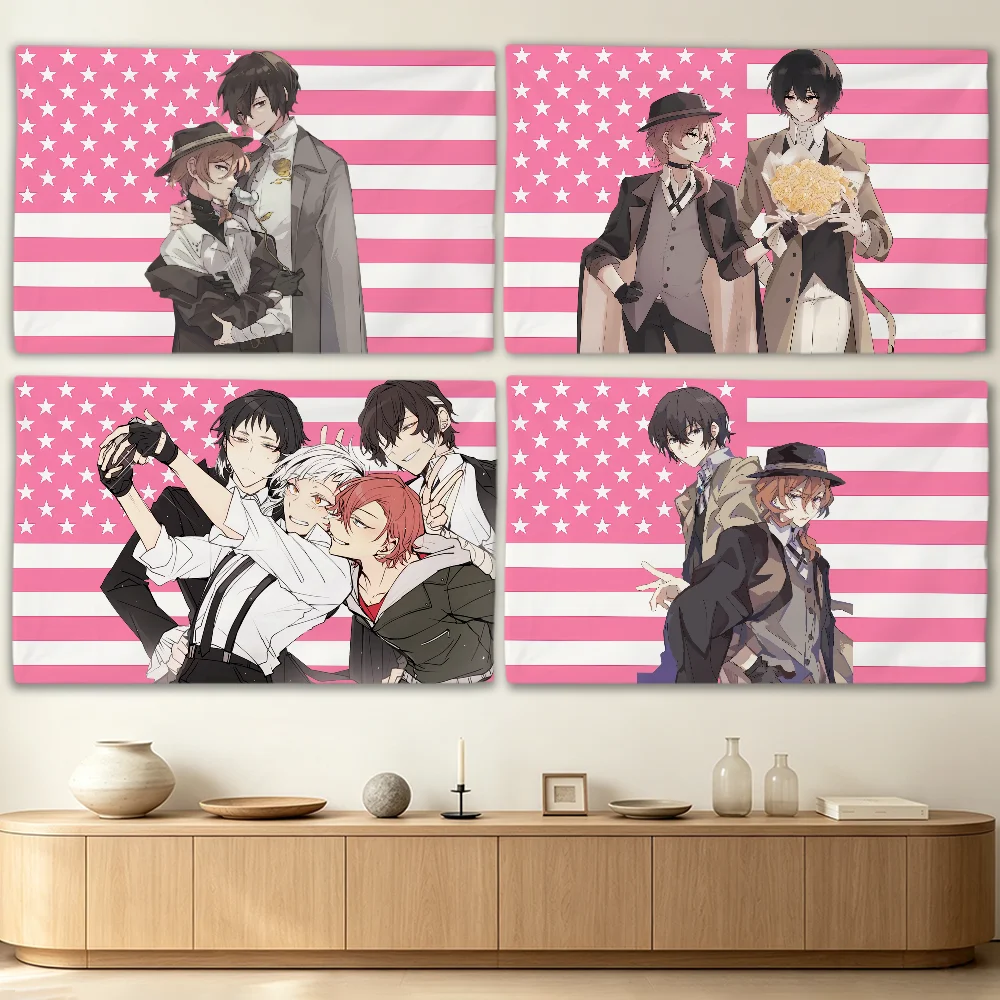 B-Bungo S-Stray Dogs American flag Advertising Banner for Camping Decoration Outdoor & Garage Wall Hanging Decorations
