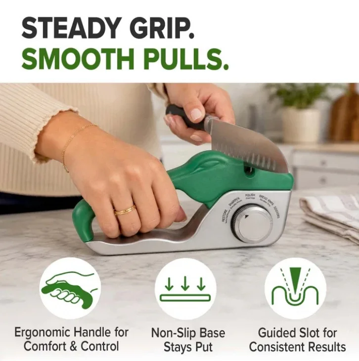 3-in-1 Adjustable Knife Sharpener With 5 Settings Whetstone Tool For Kitchen Knives Scissors Serrated Blades Non-Slip Ergonomic