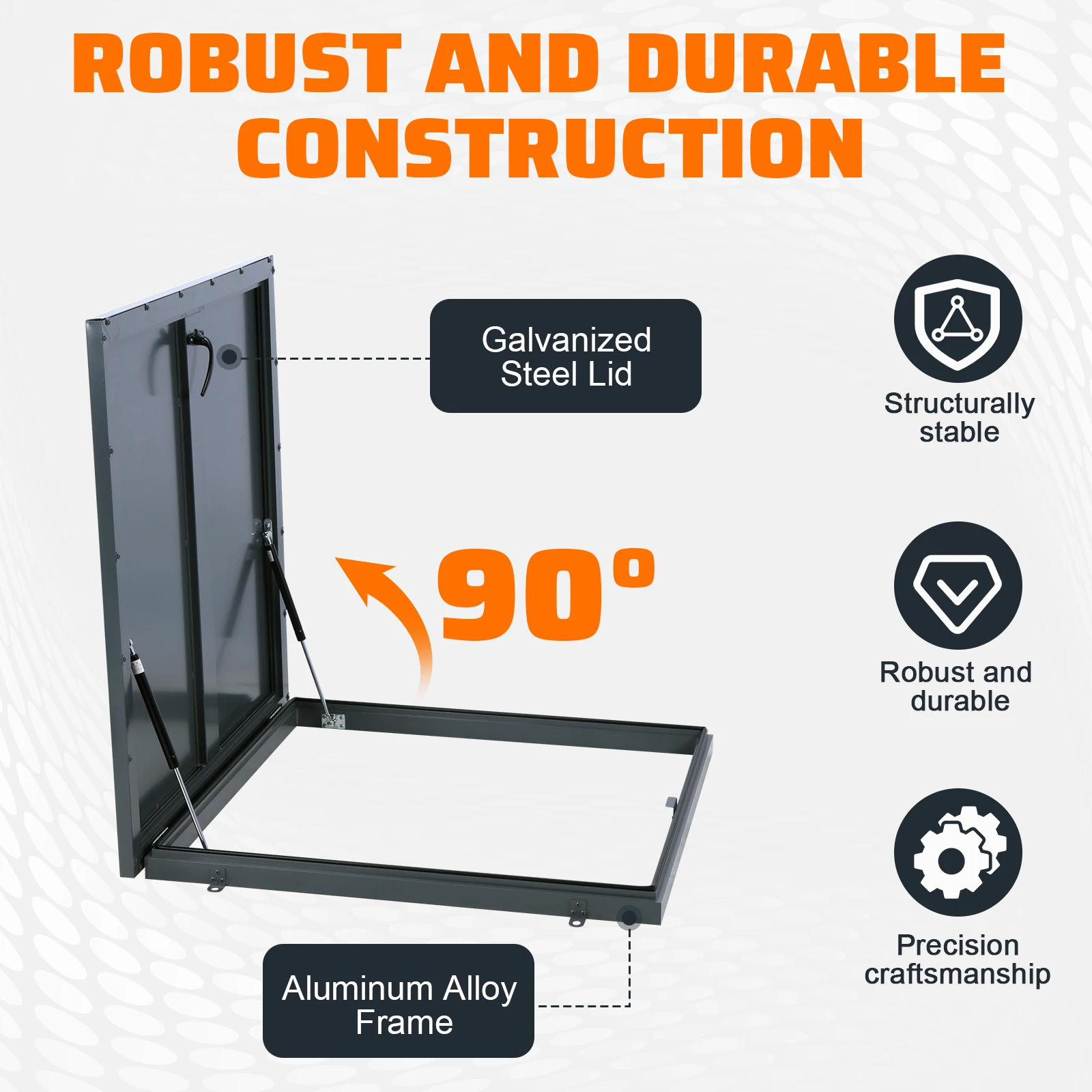 

Люк для доступа на крышу 35.83x35.83 дюйма, сверхпрочный металлический инспекционный люк с газовым амортизатором и ручкой для подвалов, церноханов, домов, чердаков