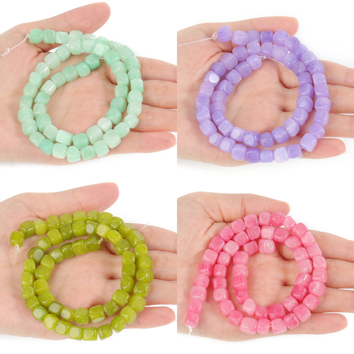 

7mm AA Irregular Square Natural Stone Beads Sunstone Tourmaline Quartz Cube Loose Beads For Jewelry Making Diy Charms Bracelets