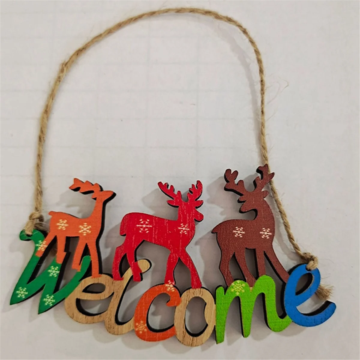 Christmas Welcome Sign for Front Door -Colored Letters Wooden Wall Hanging Sign Christmas Tree Door Decor Sign Christmas