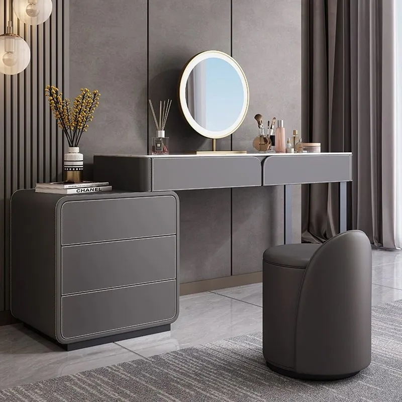 Modern Luxury Vanity Makeup Desk Simplicity Bedroom Vanity Table Set Storage Drawers Mesita De Noche Bedside Table Furniture