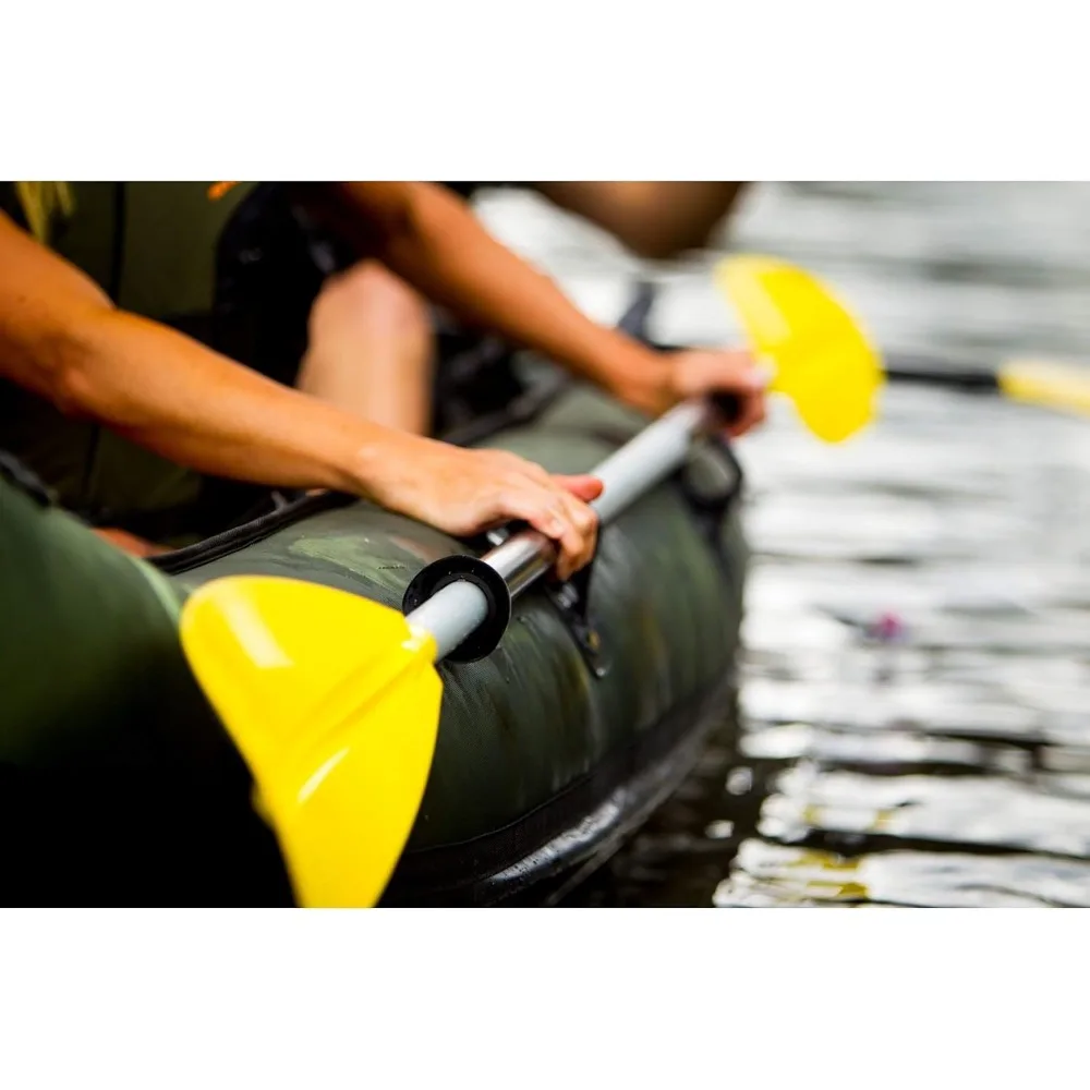 Kayak de pesca inflable con soportes de paleta y caña, asientos ajustables y asa de transporte, Kayak compatible con Motor de arrastre