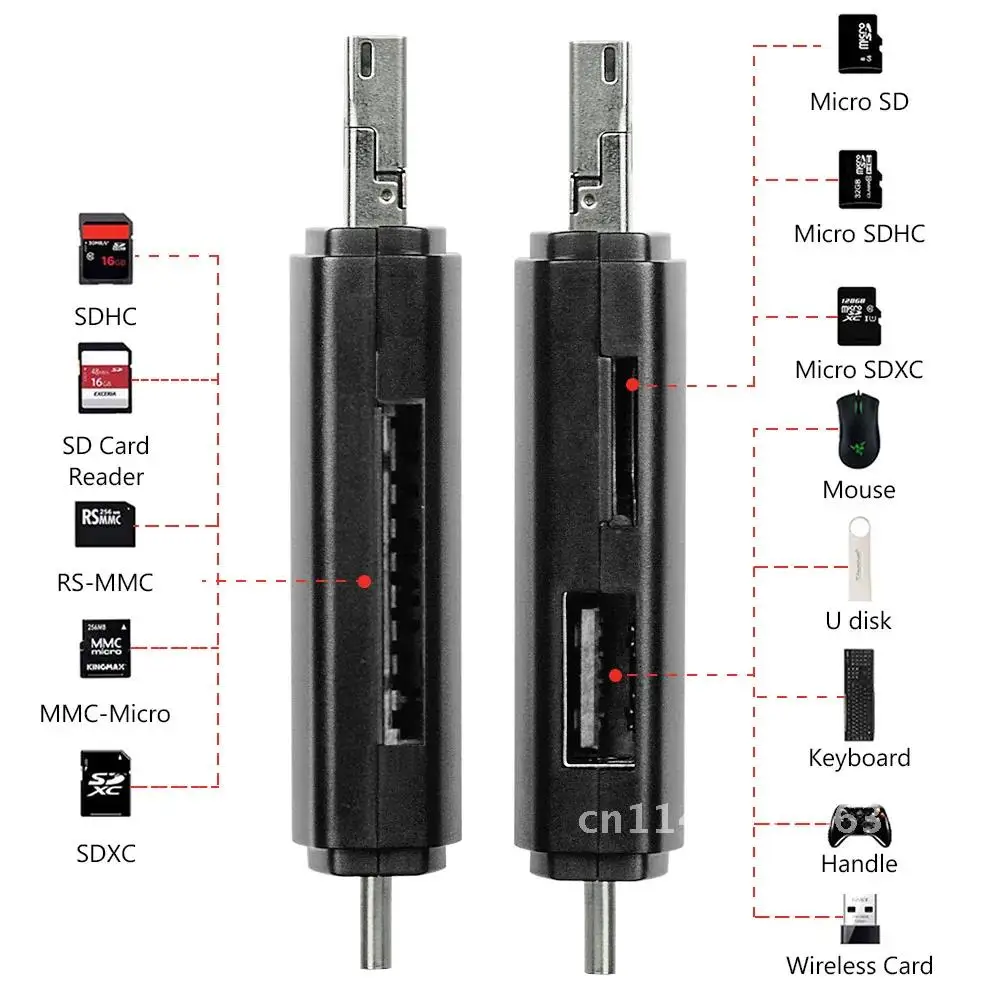 Type C & Micro USB & USB 3 In 1 OTG 2.0 Card Reader High-speed Universal OTG TF/SD For Laptop Phone Extension Headers Cardreader