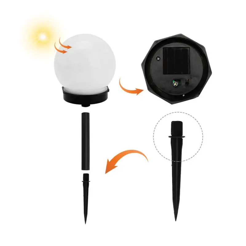 AA19 6PCS Solar Round Ball Lamp LED Garden Path Ground Lights Stake Lighting Patio Aisle Light Solar Lawn Lamp