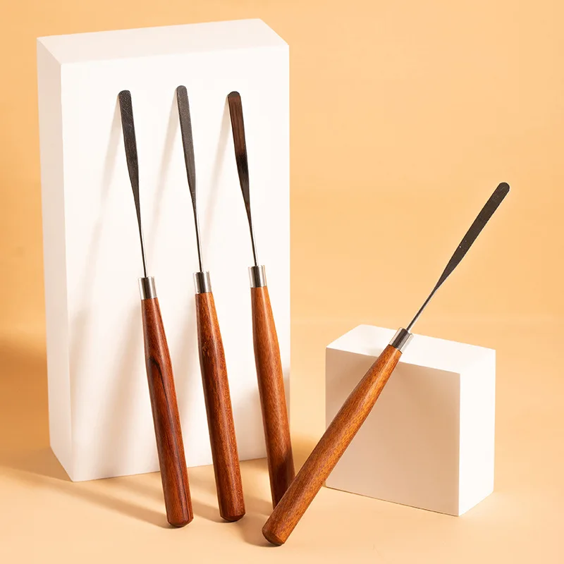 

Wood Handle Nail Art Gel Spatula Japan Style Nail Resin Gel Glue Mixing Stick Color Mixing Blending Tool Steel Rod Manicure Tool