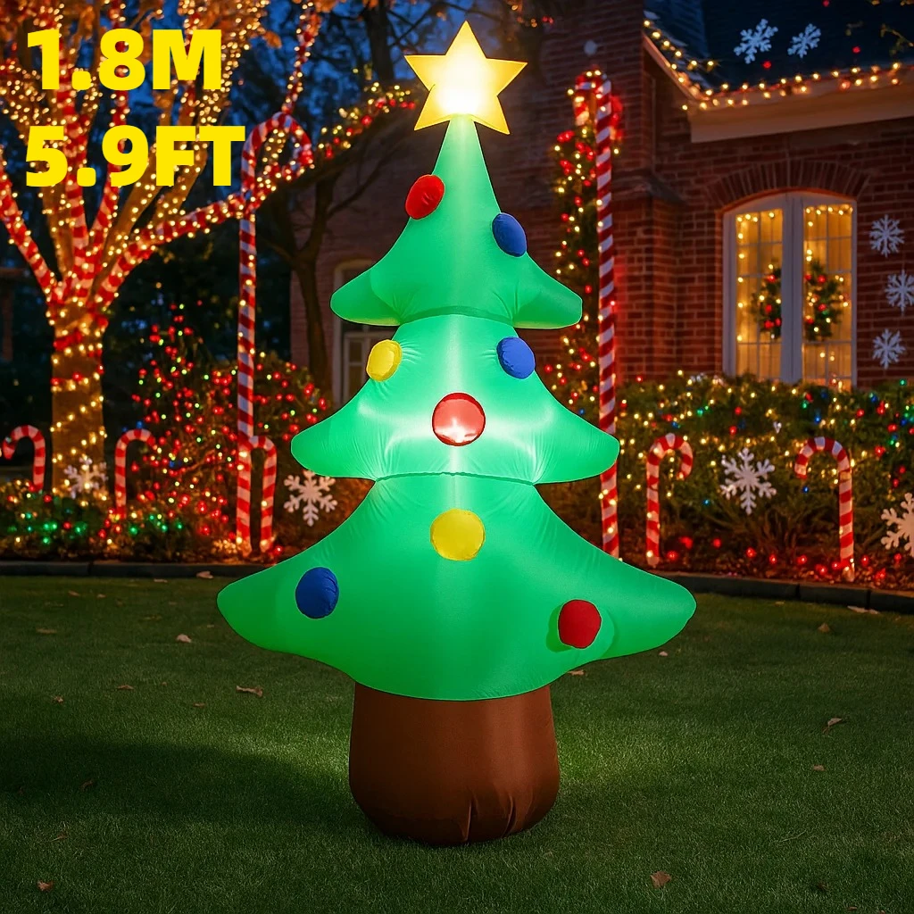 

1.8M/5.9FT Inflatable Christmas Tree with Star Lights LED Home Decorations Toys Yard Xmas Ornaments Supplies Holiday Decoration
