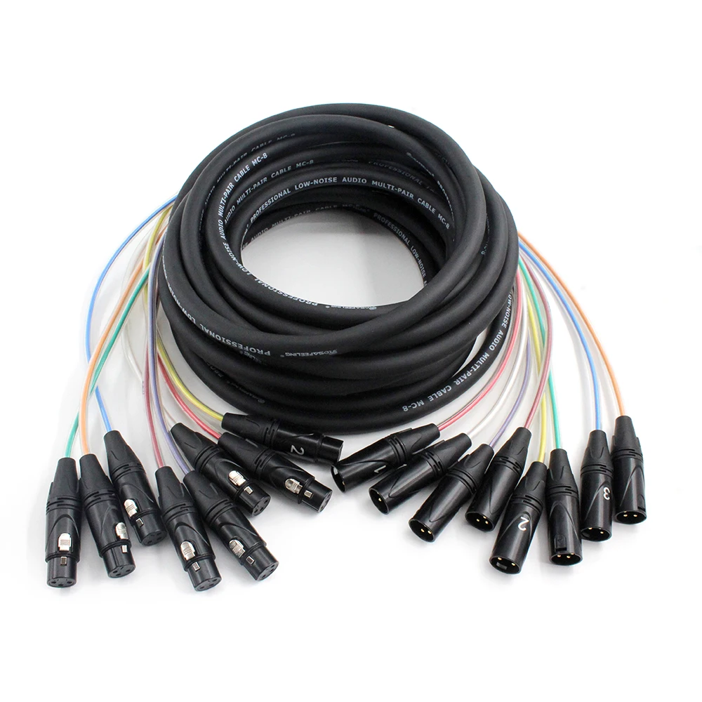 2 4 6 8 12 16 Channel Professional Multi-Media 3 Pin XLR Cable Male To Female Balanced Audio Extension Cord