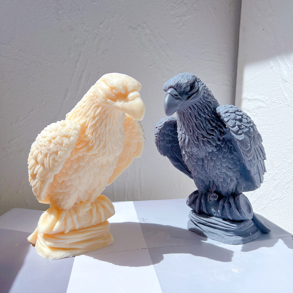 Imagem -01 - Encantador Águia Silicone Molde Escultura Animal 3d Decoração Home Ornamento de Tabela Sentado no Ramo Estátua do Pássaro Molde da Vela encantador aguia silicone molde escultura animal 3d decoracao home ornamento de tabela sentado no ramo estatua do passaro molde da vela 01