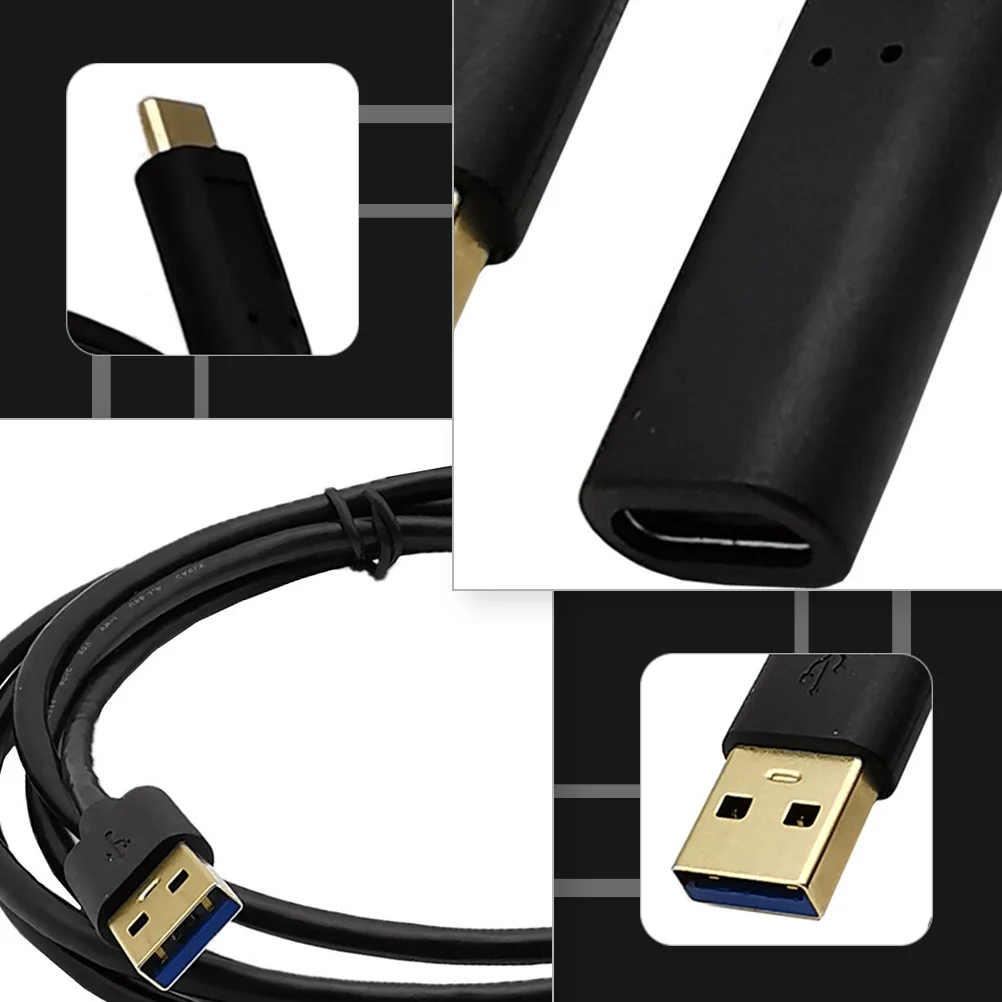 

Gold-Plated USB Type-C Converter 1 Meter Data Charging Wire USB 3.0 Adapter for Laptop Desktop Computer Tablet Phone Accessory