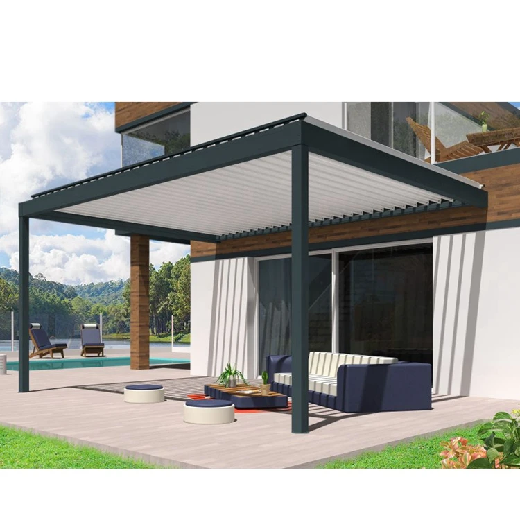 Retractable Pergola, Waterproof Aluminum Frame, Outdoor Gazebo, Motorized, Bioclimatic Pavilion,  Garden Patio Sunshade Shelter