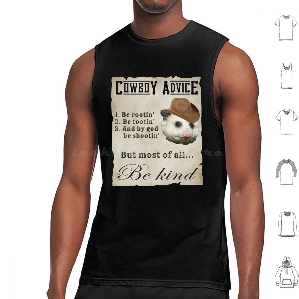 Cowboy Advice-Tootin Shootin Possum Cowboy Tank Tops Print Cotton Cowboy Advice Possum Cowboy Possum Cute Awesome Opossum