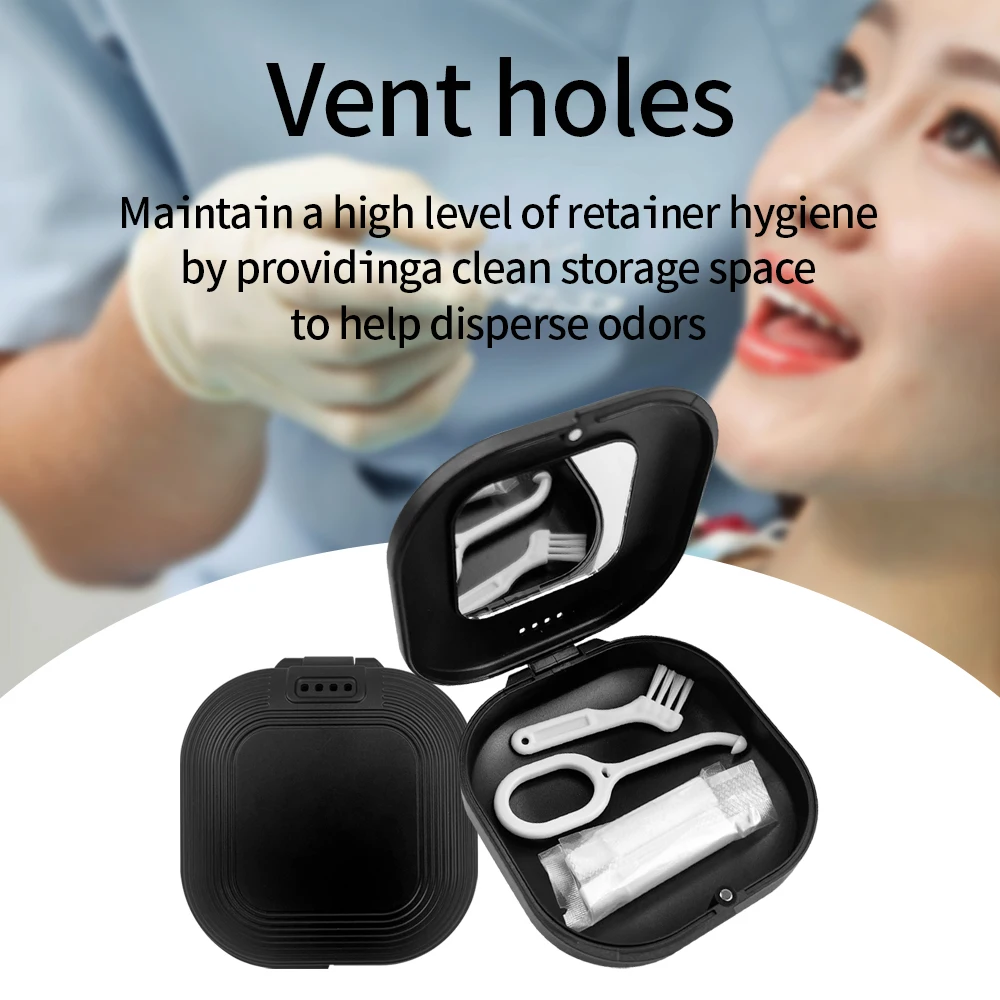 1Pcs Dental False Fake Teeth Retainer Denture Case Orthodontic  Invisible Aligner Brace Storage Box Lady Jewelry Box with Mirror