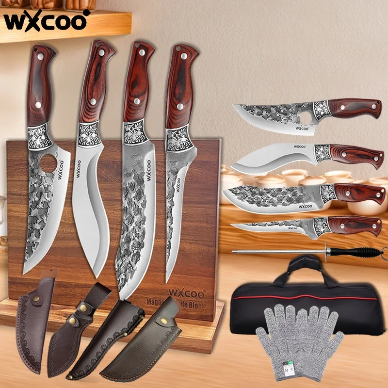 WXCOO Handmade Forged Butcher Knife Fruit Peeling Kitchen Knife Pro Vegetable Cutting Multifunctional Knife Accessories