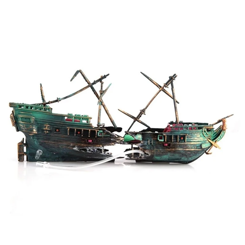 Large Aquarium Shipwreck Decor Boat Plastic Set Resin Ship Fish Tank Ornaments For Aquarium Decor Accessories