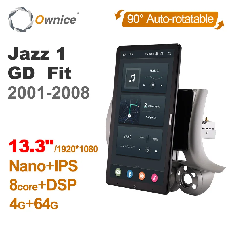 

1920*1080 13.3" Ownice Android 12.0 Car Multimedia for Honda Jazz 1 GD Fit 2001-2008 Auto Radio Audio 4G LTE 360 Optical No DVD