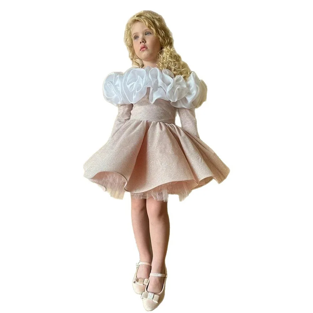 Nuovo vestito da ragazza fiore ricamato Grande fiocco Abbigliamento di Halloween femminile baby year abiti gonna a sbuffo da sposa per ragazza di fiori