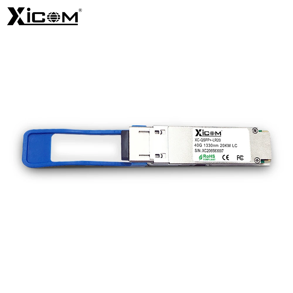 Xicom QSFP 40G LR4 20km Optical Transceiver Module 1270nm-1330nm VCSEL PIN DDM DOM SMF LC Fiber Optic for 40GBASE-LR4 Ethernet