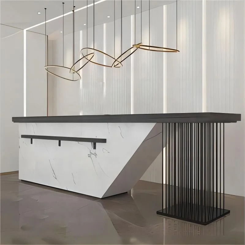 custom.Commercial Furniture Custom Gray White Modern Design Solid Acrylic Reception Table For Office Hotel