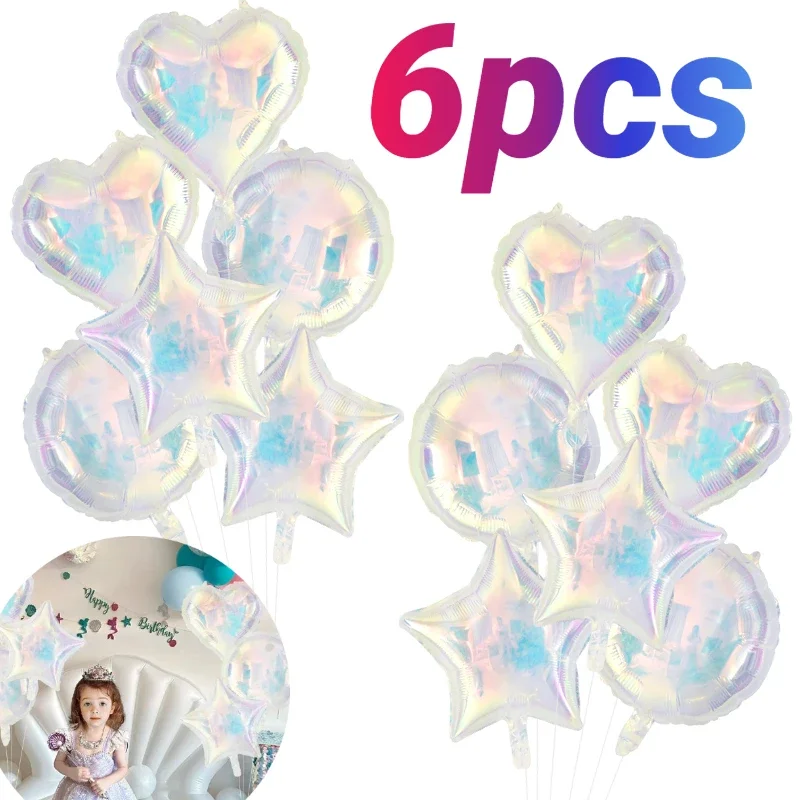 19Inch Laser Transparent Foil Balloon Star Heart Helium Air Globos for Kids Adult Birthday Wedding Decoration Party Balloons