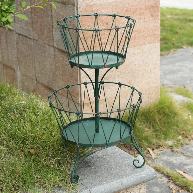 

External order European gardening groceries decorative storage blue wrought iron outdoor courtyard old retro desktop