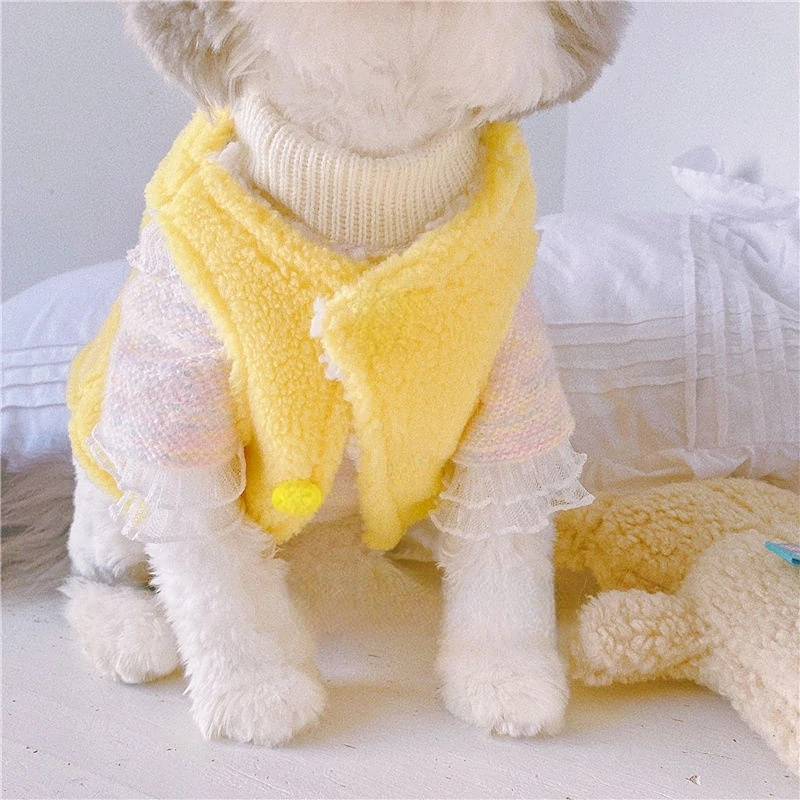 Puppy Ice Cream Lamb Fleece Coat Autumn and Winter Macaron Vest Bears Teddy Schnabel Plus Fleece Thickened Vest Pet Clothes