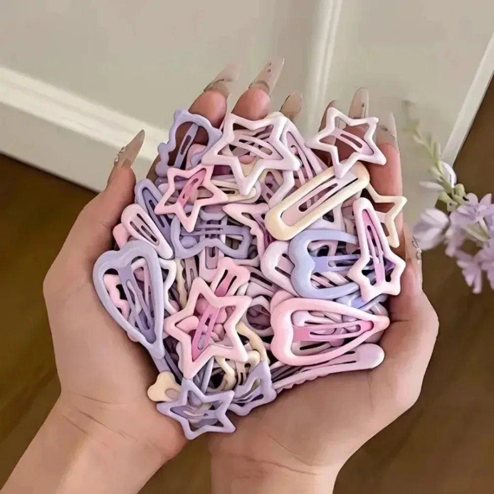 10/20/30Pcs Mixed Pink Heart & Bow Hair Clips Cute Snap Barrettes Sweet Girls Daily Party Holiday Hair Accessories Gifts