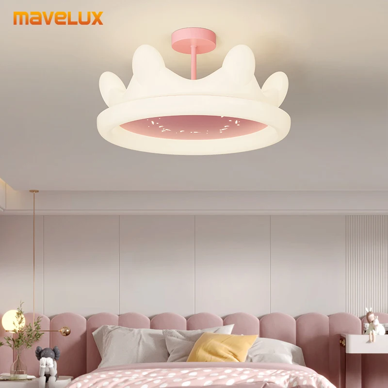Crown Children's Room LED Chandeliers Bedroom Light Modern Minimalist Home Decor Lighting  Boys and Girls Room LED Ceiling Lamp