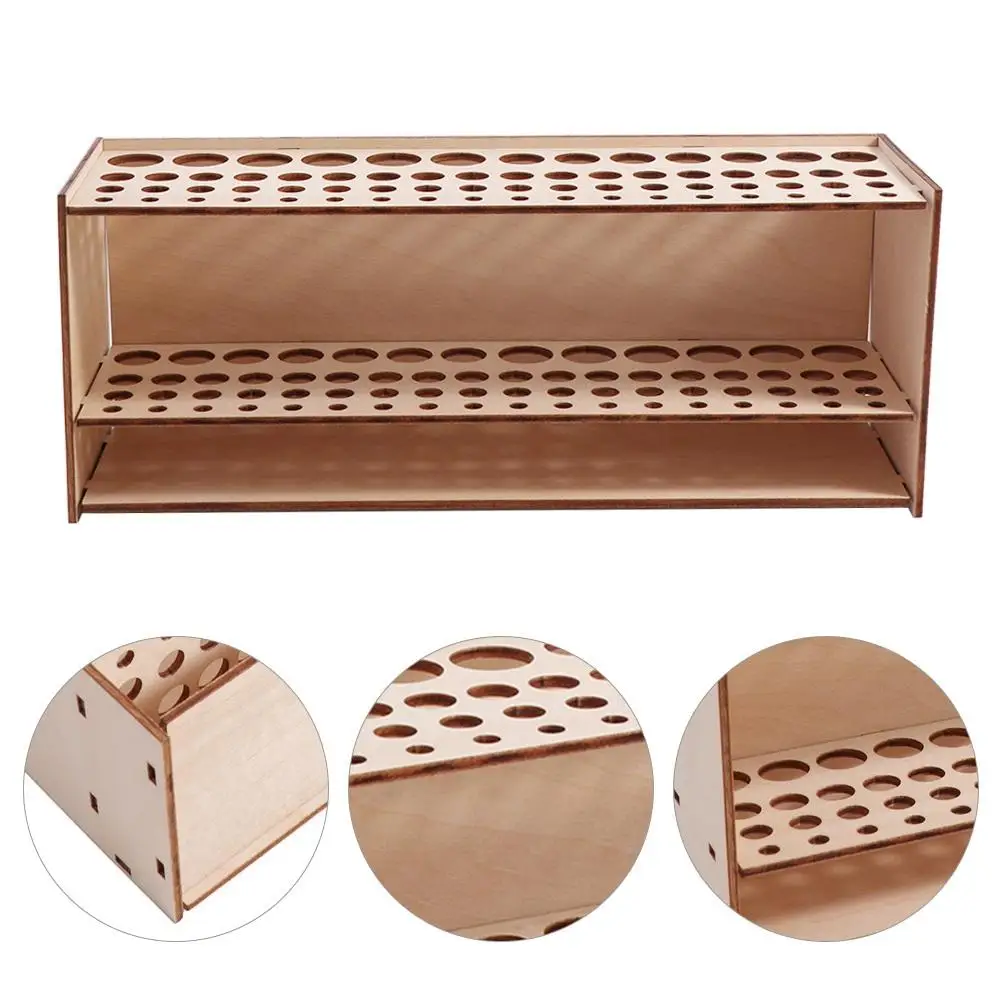 Simple Wooden Frame Paint Brush Holder Household DIY Desk Organizer 67 Holes Detachable Pen Drying Stand Art Brush Organizer