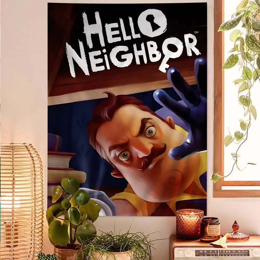 لعبة رعب شعبية مرحبا N-الجيران الكرتون نسيج الفن الخيال العلمي غرفة ديكور المنزل الجدار الشنق ديكور المنزل #6