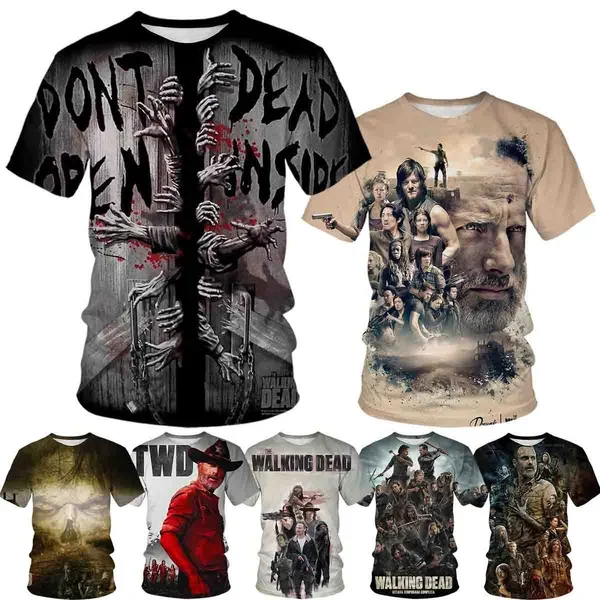 Movie The Walking Dead Printed Top Tees Camisetas Fitness Short Sleeve T Shirt Men Cool T-Shirt Tee Cosplay Men\'s Clothing