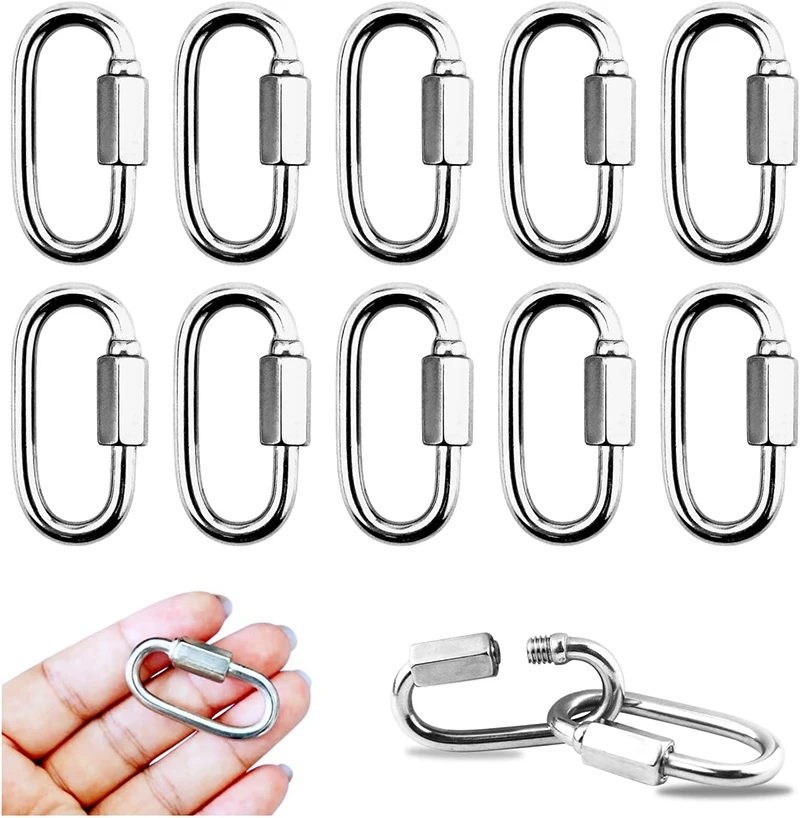 10 Stück D-förmige 304 Edelstahl-Schnellverbindungskettenreparatur für Haustiere Schlüsselanhänger M3,5 M4 M5 M6 Größen Outdoor-Reisen