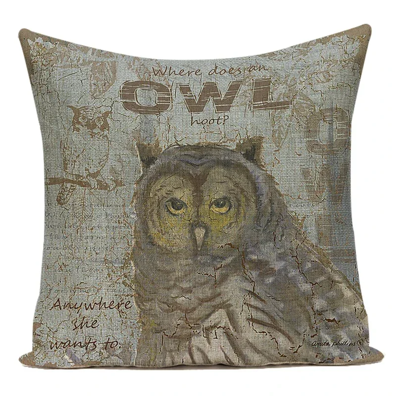 Sofa Seat Decorative Cushion Cover Animal Pattern Pillowcase for Home Decor Wolf Elk Bear Owl Decorative Throw Pillow Cover