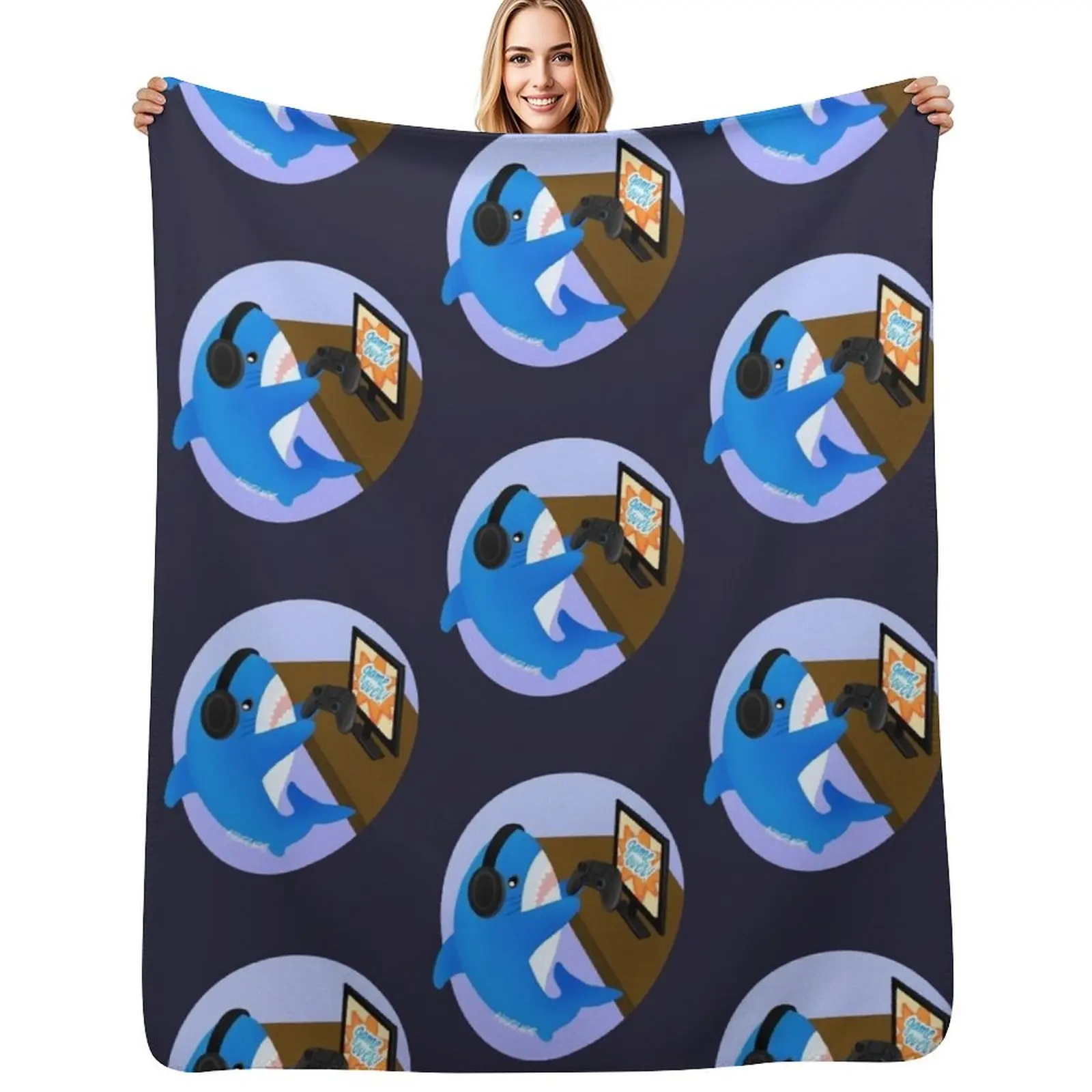 

Gamer Blahaj/shark Throw Blanket Cozy Throw Blanket for Bed Sofa Chair