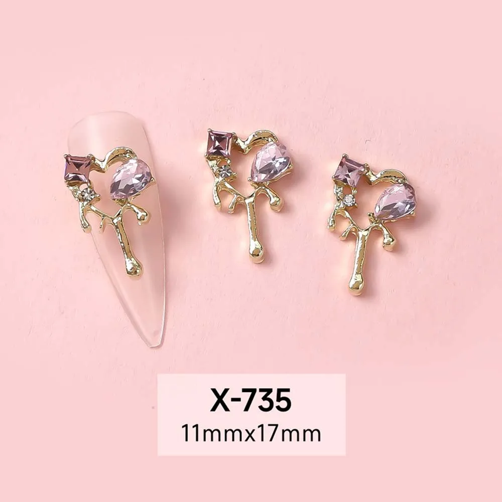 Pendant Manicure Accessories Nail Ornament Heart Nail Rhinestones 3D Nail Art Drills Flower Nail Decorations Nail Jewelry